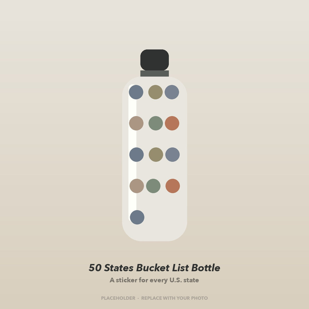 50 States Bucket List Bottle with state stickers