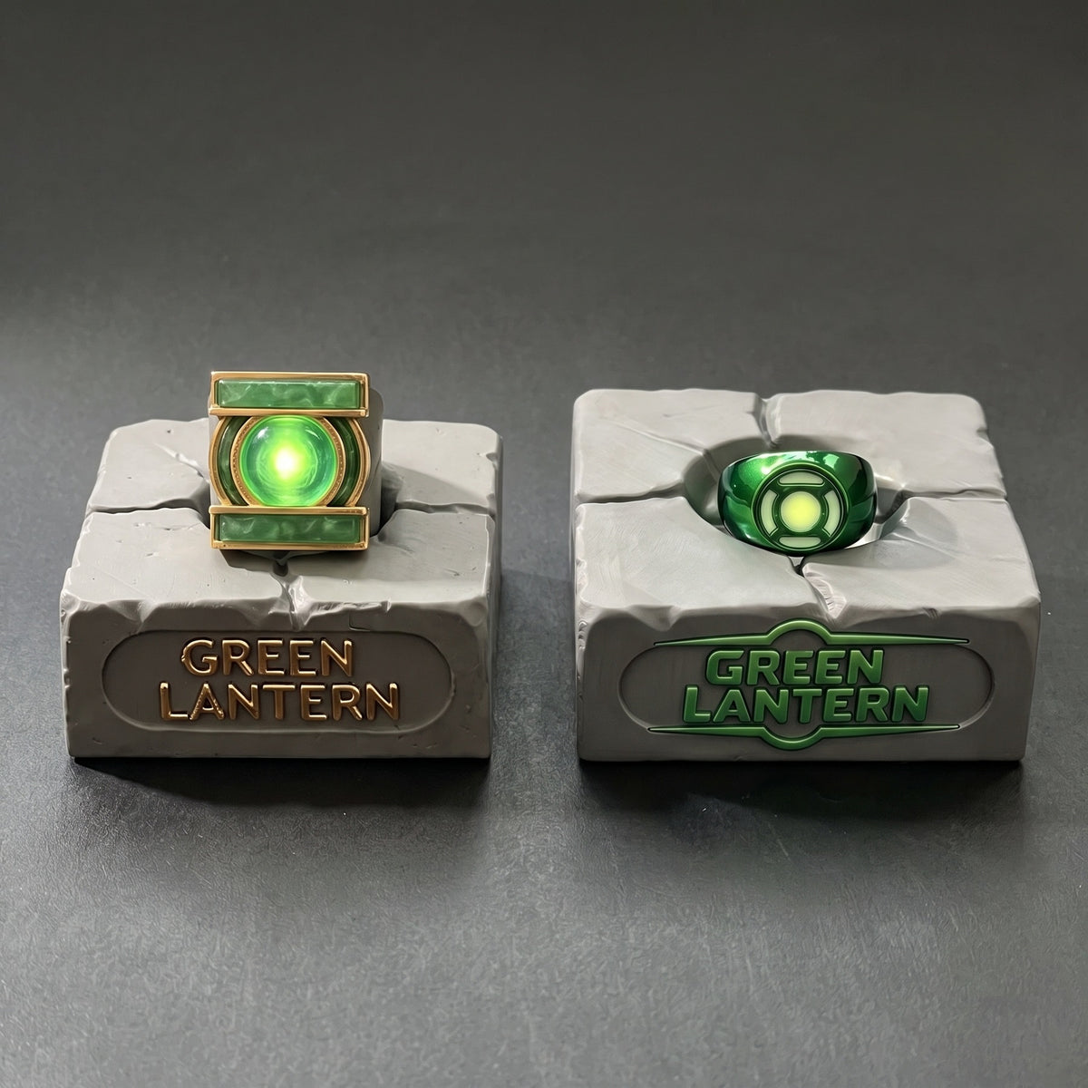 Two-ring set: one TV-style ring and one classic ring, each with its own display stand