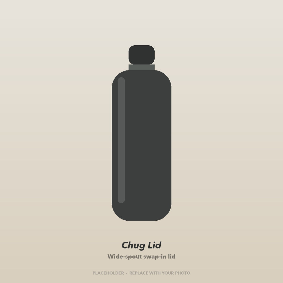 Wide-spout chug lid for the bucket list bottle