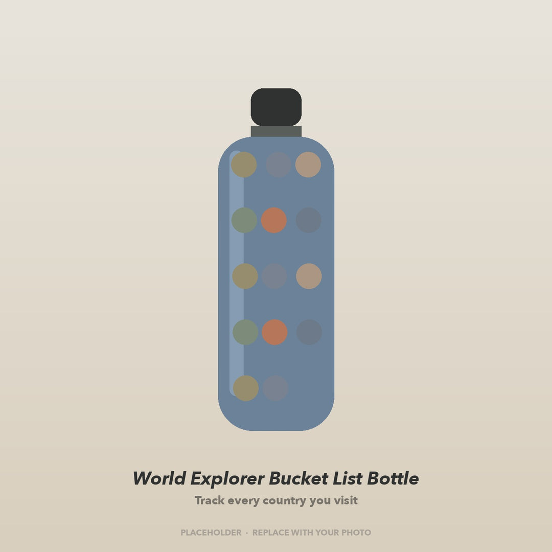 World Explorer Bucket List Bottle with country stickers